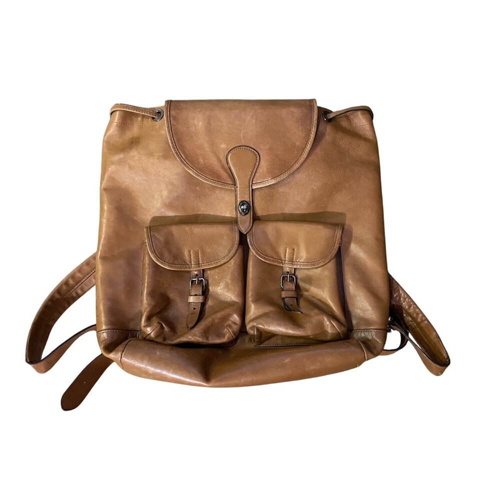 Coach Leather Backpack Brown Drawstring Flap Vintage Style Used - Picture 1 of 16